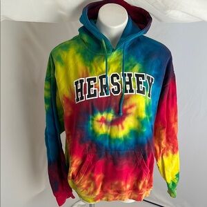 Hershey Park Colortone rainbow tie dye unisex front pocket hoodie